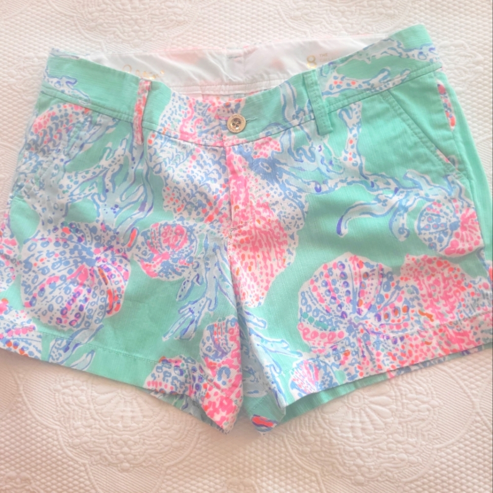 Lilly Pulitzer Mint Green and Pink Women Shorts